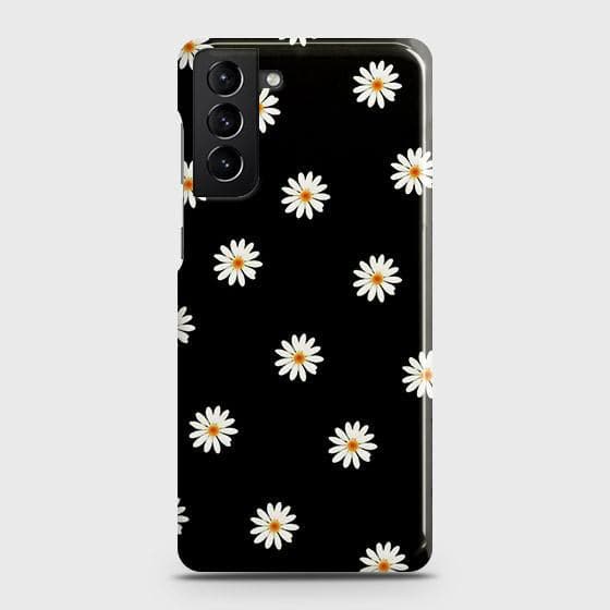 Samsung Galaxy S21 Plus 5G Cover - Matte Finish - White Bloom Flowers with Black Background Printed Hard Case with Life Time Colors Guarantee (Fast Delivery)