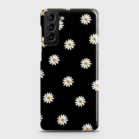 Samsung Galaxy S21 Plus 5G Cover - Matte Finish - White Bloom Flowers with Black Background Printed Hard Case with Life Time Colors Guarantee
