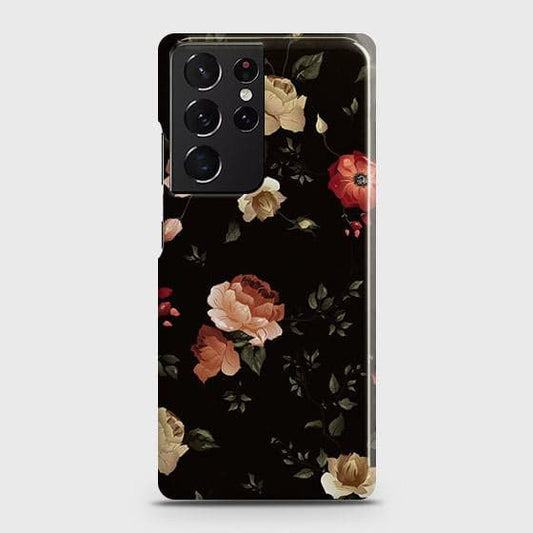 Samsung Galaxy S21 Ultra 5G Cover - Matte Finish - Dark Rose Vintage Flowers Printed Hard Case with Life Time Colors Guarantee