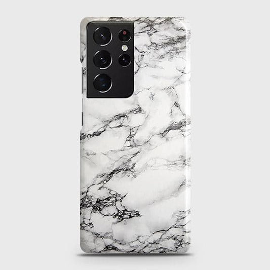 Samsung Galaxy S21 Ultra 5G Cover - Matte Finish - Trendy Mysterious White Marble Printed Hard Case with Life Time Colors Guarantee