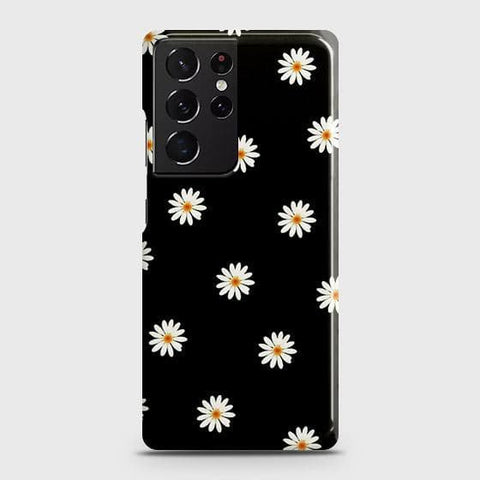 Samsung Galaxy S21 Ultra 5G Cover - Matte Finish - White Bloom Flowers with Black Background Printed Hard Case with Life Time Colors Guarantee (Fast Delivery)