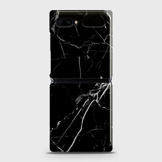 Samsung Galaxy Z Flip Cover - Black Modern Classic Marble Printed Hard Case with Life Time Colors Guarantee (Fast Delivery)