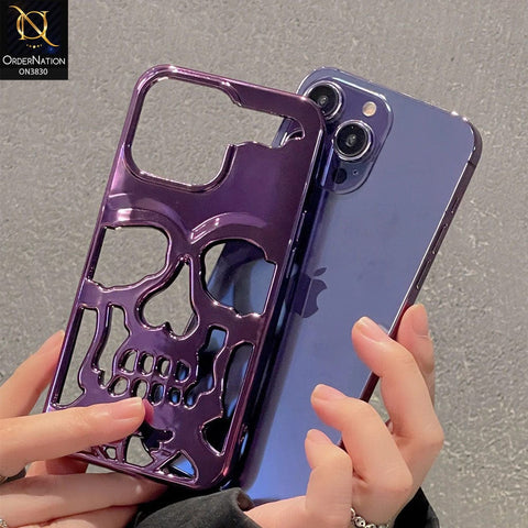 iPhone 14 Pro Max Cover - Purple -  Electroplating Hollow Shell Soft Borders Case