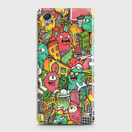 Sony Xperia XA1 Plus Cover - Matte Finish - Candy Colors Trendy Sticker Collage Printed Hard Case with Life Time Colors Guarantee