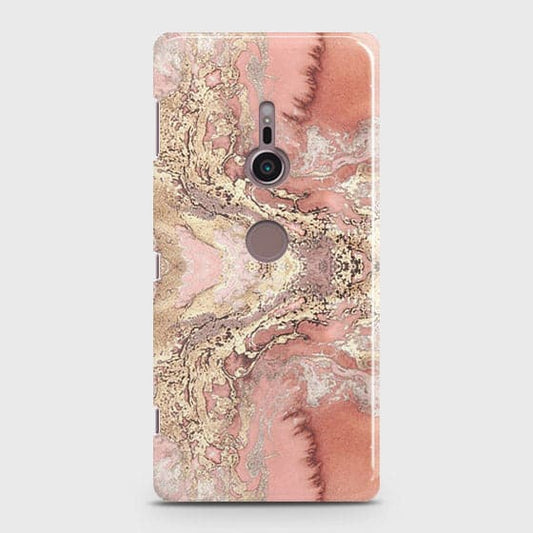 Sony Xperia XZ3 Cover - Trendy Chic Rose Gold Marble Printed Hard Case with Life Time Colors Guarantee