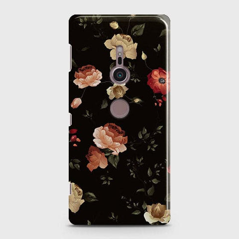 Sony Xperia XZ3 Cover - Matte Finish - Dark Rose Vintage Flowers Printed Hard Case with Life Time Colors Guarantee