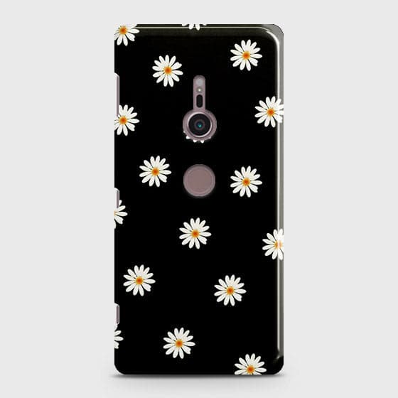 Sony Xperia XZ3 Cover - Matte Finish - White Bloom Flowers with Black Background Printed Hard Case with Life Time Colors Guarantee