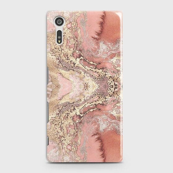 Sony Xperia XZ Cover - Trendy Chic Rose Gold Marble Printed Hard Case with Life Time Colors Guarantee