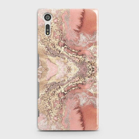 Sony Xperia XZ Cover - Trendy Chic Rose Gold Marble Printed Hard Case with Life Time Colors Guarantee