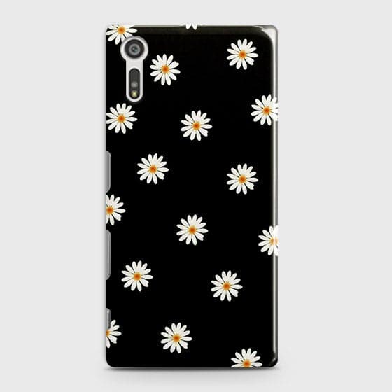 Sony Xperia XZ Cover - Matte Finish - White Bloom Flowers with Black Background Printed Hard Case with Life Time Colors Guarantee