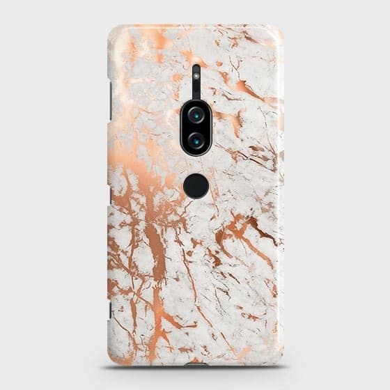 Sony Xperia XZ2 Premium Cover - In Chic Rose Gold Chrome Style Printed Hard Case with Life Time Colors Guarantee
