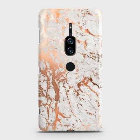 Sony Xperia XZ2 Premium Cover - In Chic Rose Gold Chrome Style Printed Hard Case with Life Time Colors Guarantee