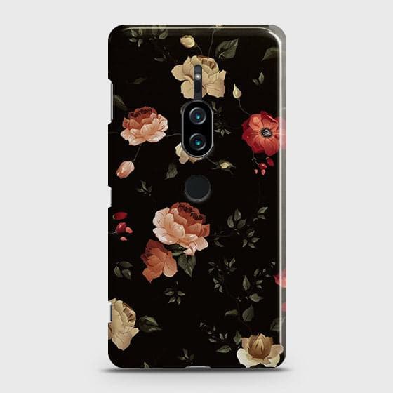 Sony Xperia XZ2 Premium Cover - Matte Finish - Dark Rose Vintage Flowers Printed Hard Case with Life Time Colors Guarantee