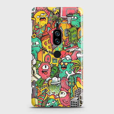 Sony Xperia XZ2 Premium Cover - Matte Finish - Candy Colors Trendy Sticker Collage Printed Hard Case with Life Time Colors Guarantee