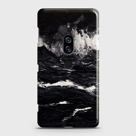 Sony Xperia XZ2 Premium Cover - Black Ocean Marble Trendy Printed Hard Case with Life Time Colors Guarantee