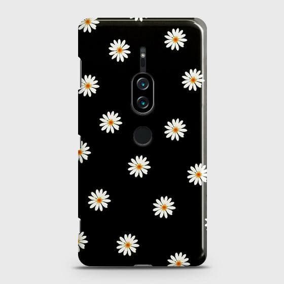 Sony Xperia XZ2 Premium Cover - Matte Finish - White Bloom Flowers with Black Background Printed Hard Case with Life Time Colors Guarantee