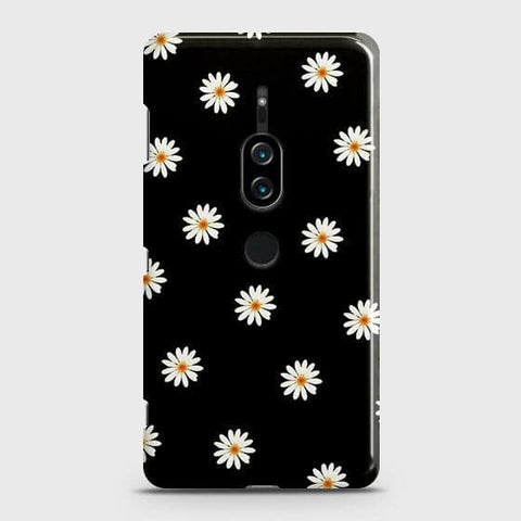 Sony Xperia XZ2 Premium Cover - Matte Finish - White Bloom Flowers with Black Background Printed Hard Case with Life Time Colors Guarantee