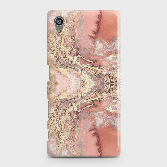 Sony Xperia Z5 Cover - Trendy Chic Rose Gold Marble Printed Hard Case with Life Time Colors Guarantee