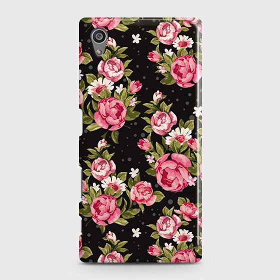 Sony Xperia Z5 Cover - Trendy Pink Rose Vintage Flowers Printed Hard Case with Life Time Colors Guarantee