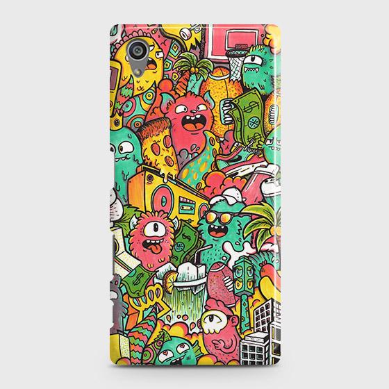 Sony Xperia Z5 Cover - Matte Finish - Candy Colors Trendy Sticker Collage Printed Hard Case with Life Time Colors Guarantee