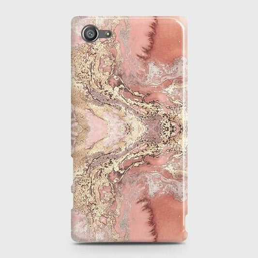 Sony Xperia Z5 Compact / Z5 Mini Cover - Trendy Chic Rose Gold Marble Printed Hard Case with Life Time Colors Guarantee