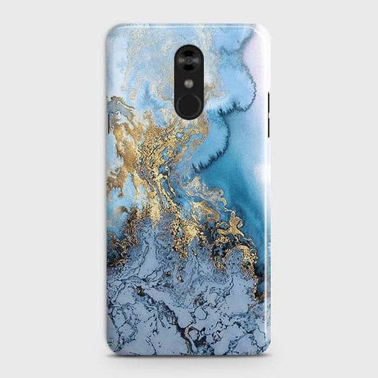 LG Stylo 4 - Trendy Golden & Blue Ocean Marble Printed Hard Case with Life Time Colors Guarantee