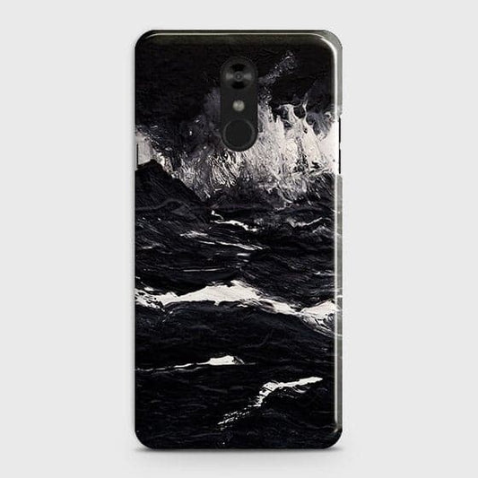 LG Stylo 4 Cover - Black Ocean Marble Trendy Printed Hard Case with Life Time Colors Guarantee