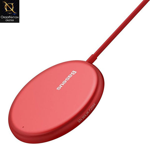 Wireless Charger - Red - Baseus Simple MiniI Magnetic Wireless Charger Suit For IP12 With TYPE-C Cable 1.5M
