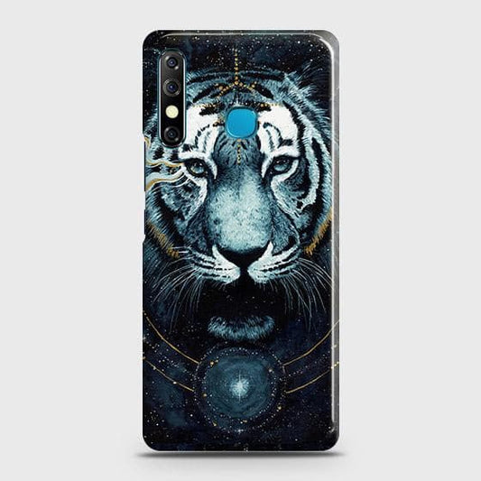 Tecno Camon 12 Cover - Vintage Galaxy Tiger Printed Hard Case with Life Time Colors Guarantee