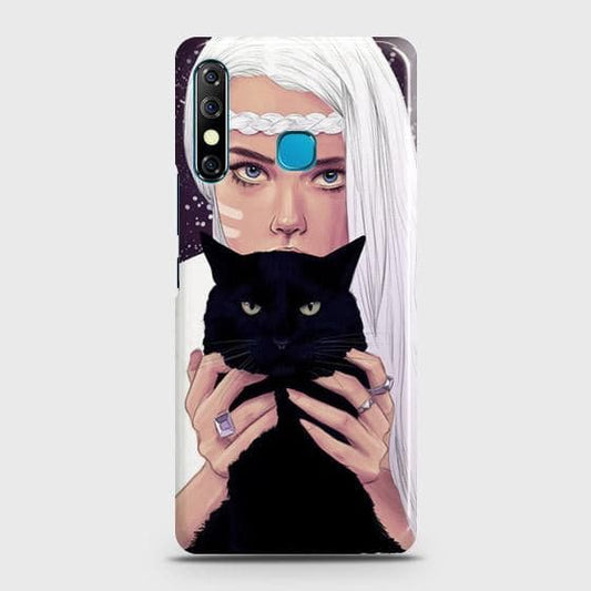 Tecno Camon 12 Cover - Trendy Wild Black Cat Printed Hard Case with Life Time Colors Guarantee