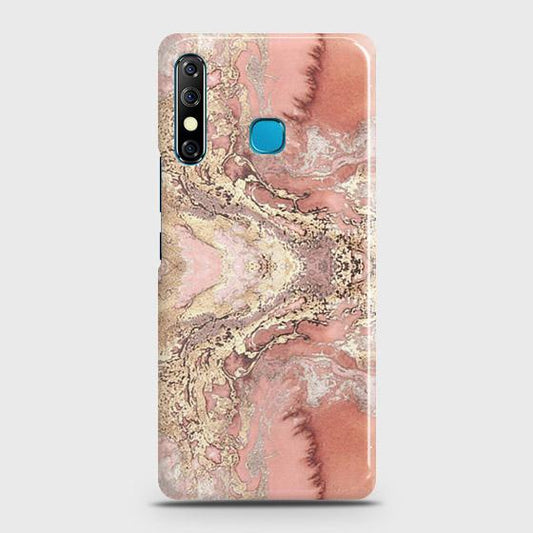 Tecno Camon 12 Cover - Trendy Chic Rose Gold Marble Printed Hard Case with Life Time Colors Guarantee