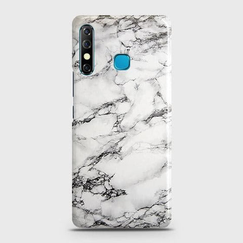 Tecno Camon 12 Cover - Matte Finish - Trendy Mysterious White Marble Printed Hard Case with Life Time Colors Guarantee