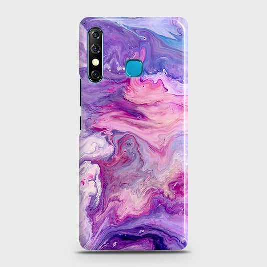 Tecno Camon 12 Cover - Chic Blue Liquid Marble Printed Hard Case with Life Time Colors Guarantee