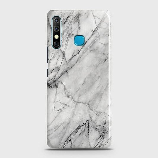 Tecno Camon 12 Cover - Matte Finish - Trendy White Marble Printed Hard Case with Life Time Colors Guarantee