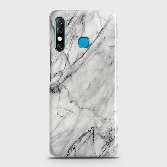 Tecno Spark 4 Cover - Matte Finish - Trendy White Marble Printed Hard Case with Life Time Colors Guarantee