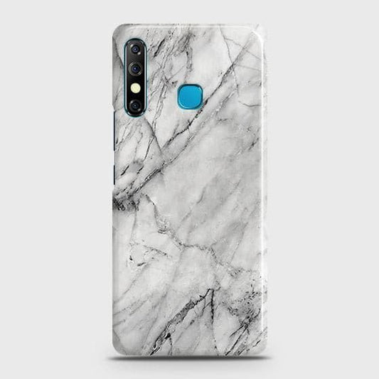 Tecno Spark 4 Cover - Matte Finish - Trendy White Marble Printed Hard Case with Life Time Colors Guarantee