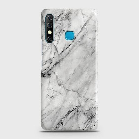 Tecno Spark 4 Cover - Matte Finish - Trendy White Marble Printed Hard Case with Life Time Colors Guarantee