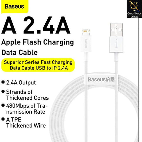 Baseus Superior Fast Charging iPhone Cable 2m 2.4A - White