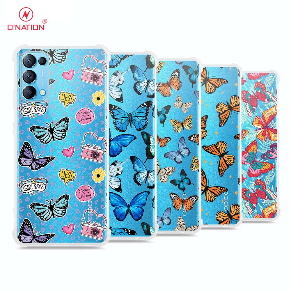 Oppo Reno 4 Cover - O'Nation Butterfly Dreams Series - 9 Designs - Clear Phone Case - Soft Silicon Borders