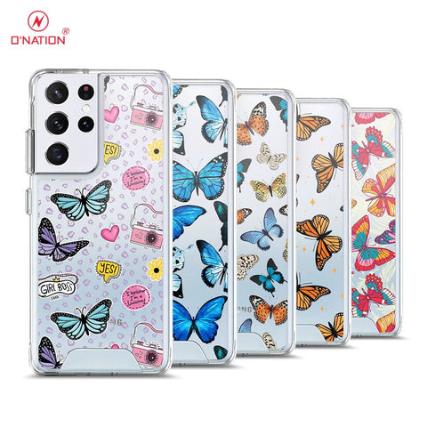 Samsung Galaxy S21 Ultra 5G Cover - O'Nation Butterfly Dreams Series - 9 Designs - Clear Phone Case - Soft Silicon Borders