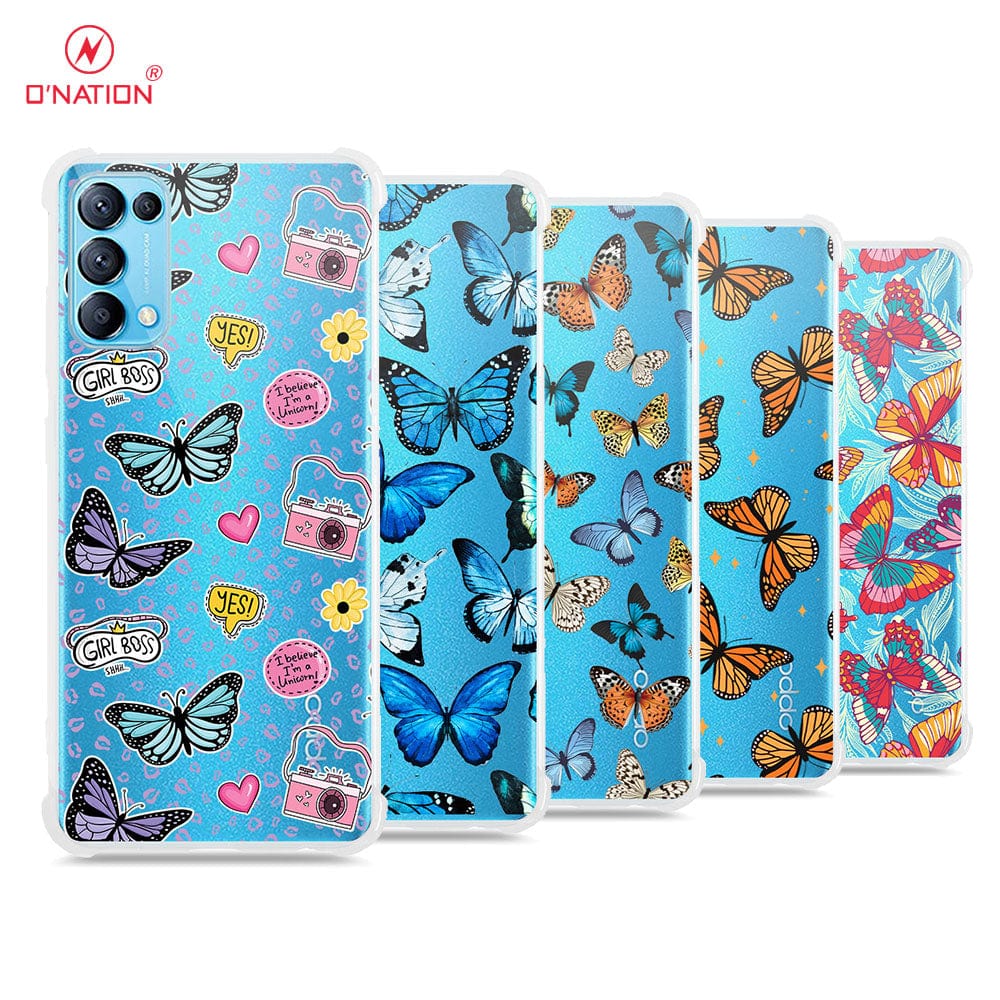 Oppo Reno 5 4G Cover - O'Nation Butterfly Dreams Series - 9 Designs - Clear Phone Case - Soft Silicon Borders