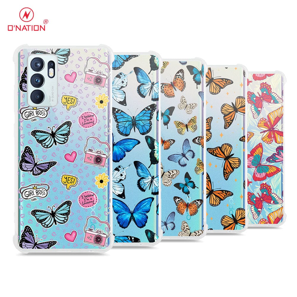 Oppo Reno 6 Cover - O'Nation Butterfly Dreams Series - 9 Designs - Clear Phone Case - Soft Silicon Borders