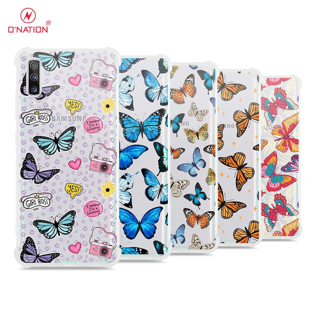 Samsung galaxy A70s Cover - O'Nation Butterfly Dreams Series - 9 Designs - Clear Phone Case - Soft Silicon Borders