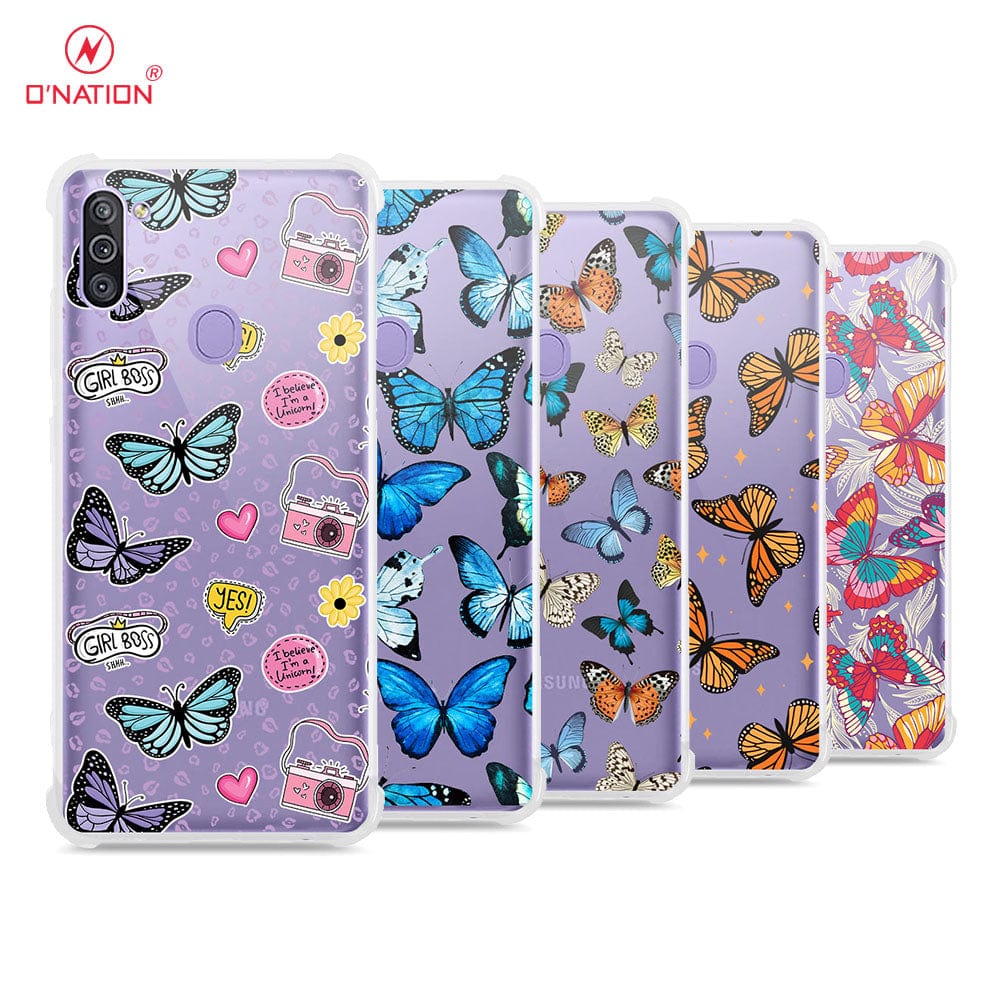 Samsung Galaxy M11 Cover - O'Nation Butterfly Dreams Series - 9 Designs - Clear Phone Case - Soft Silicon Borders