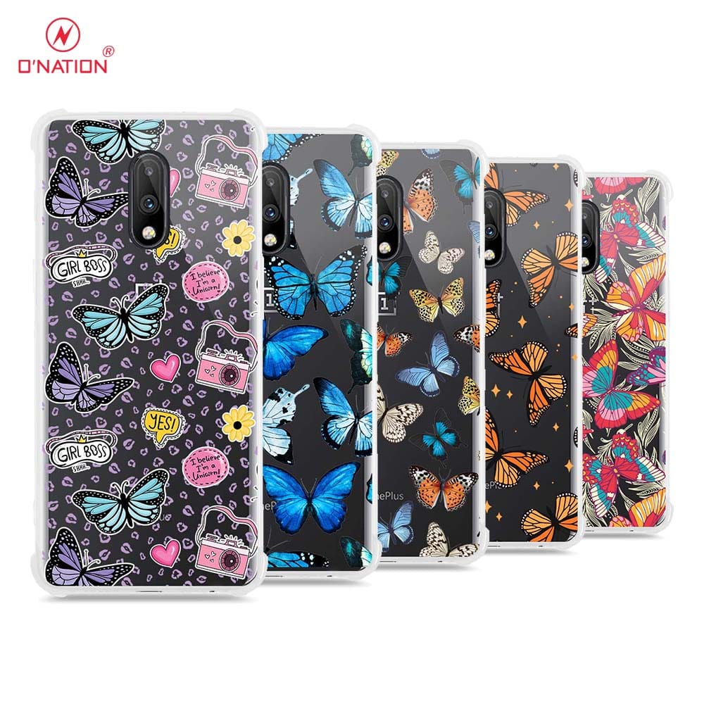 OnePlus 7 Cover - O'Nation Butterfly Dreams Series - 9 Designs - Clear Phone Case - Soft Silicon Borders