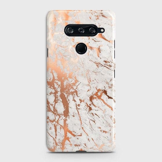 LG V40 ThinQ Cover - In Chic Rose Gold Chrome Style Printed Hard Case with Life Time Colors Guarantee