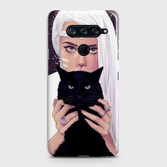 LG V40 ThinQ Cover - Trendy Wild Black Cat Printed Hard Case with Life Time Colors Guarantee