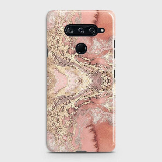 LG V40 ThinQ Cover - Trendy Chic Rose Gold Marble Printed Hard Case with Life Time Colors Guarantee b66