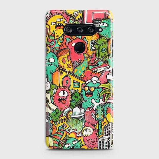 LG V40 ThinQ Cover - Matte Finish - Candy Colors Trendy Sticker Collage Printed Hard Case with Life Time Colors Guarantee