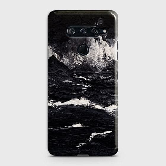 LG V40 ThinQ Cover - Black Ocean Marble Trendy Printed Hard Case with Life Time Colors Guarantee